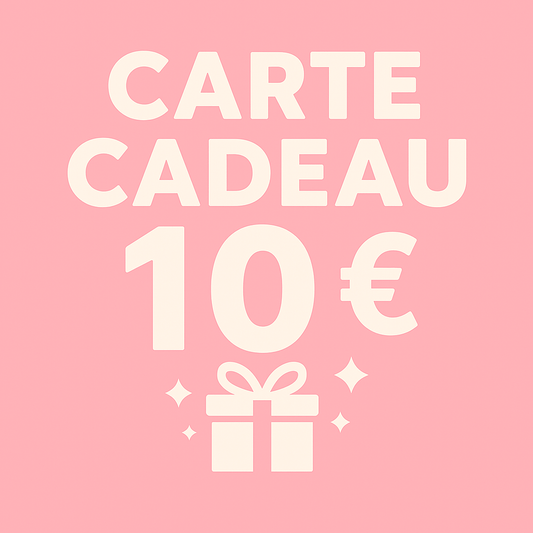 Carte cadeau numérique Chollala de 10 euros sur fond rose pastel avec icône cadeau blanc