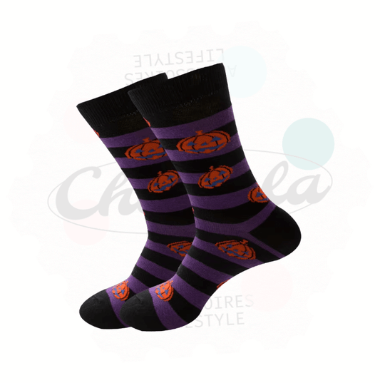 Chaussettes Fantaisie Citrouilles & Rayures - Chollala