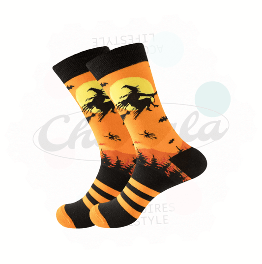Chaussettes Fantaisie Sorcière & Pleine Lune - Chollala