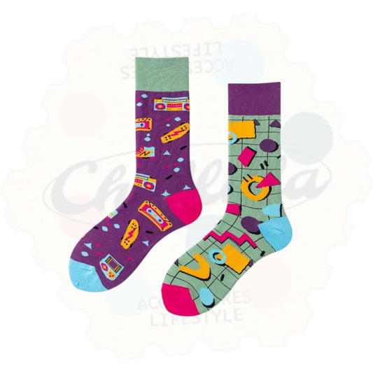 Chaussettes Dépareillées Rétro Pop Année 80 - 90 - Chollala