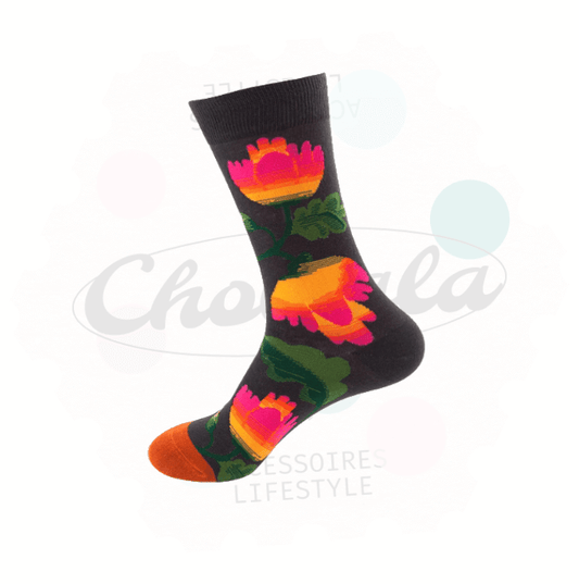 Chaussettes Fantaisie Motif Fleur 04 - Chollala