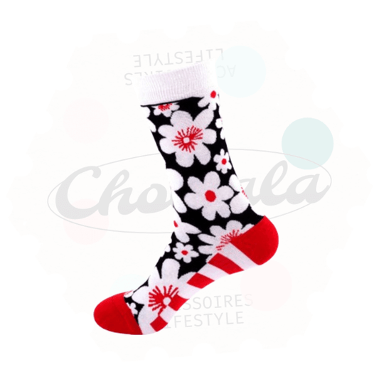 Chaussettes Fantaisie Motif Fleur 03 - Chollala
